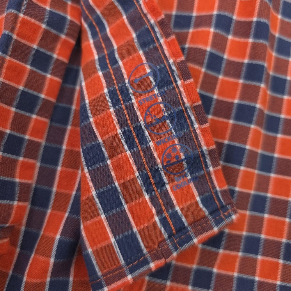 Vineyard Vines Shirt Men Small Orange Check Long Sleeve Brrr Cooling Stretch OTG - Picture 5 of 12
